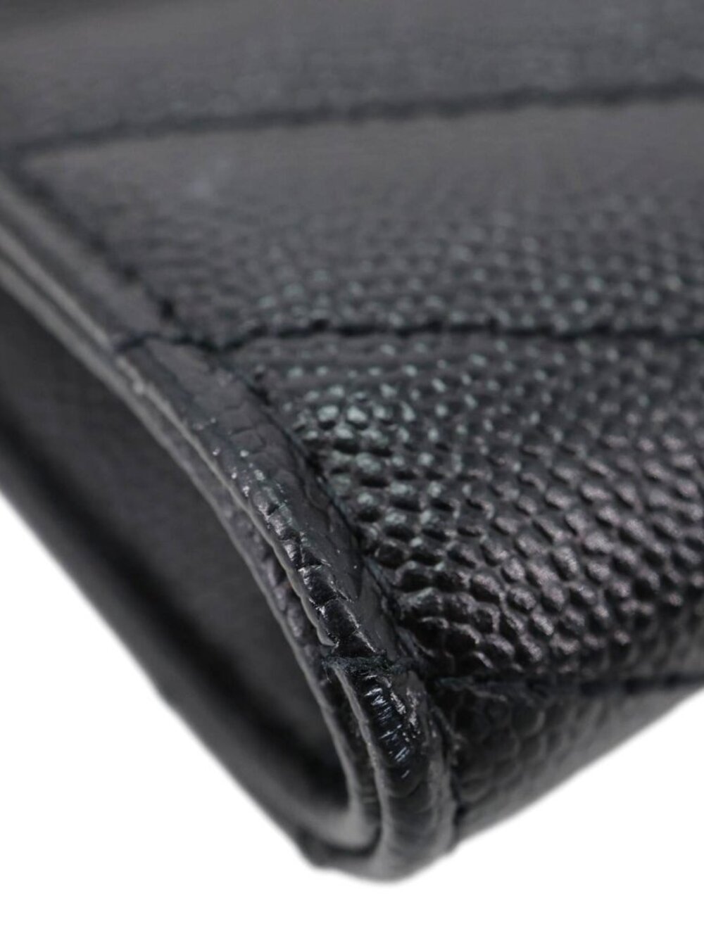 Yves Saint Laurent  Cassandre Flap Matelassé Grain De Poudre Leather Pouch Black - Picture 6 of 11